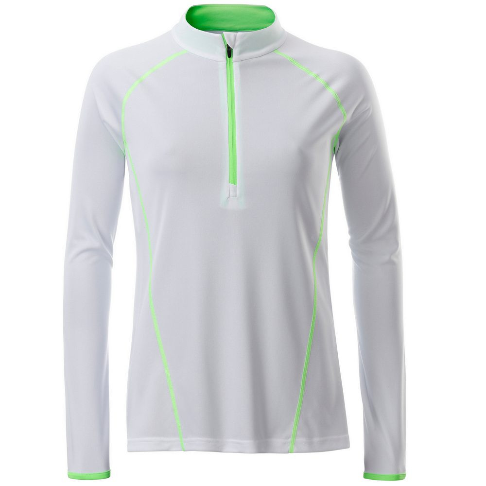 James & Nicholson (Daiber) Dámské funkční tričko s dlouhým rukávem JN497 - Bílá / jasně zelená | L