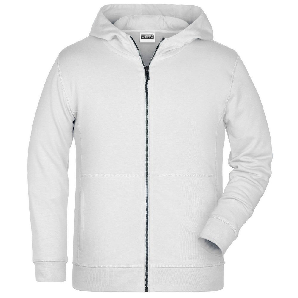 James & Nicholson (Daiber) Dětská mikina na zip z biobavlny 8026k - Bílá | M