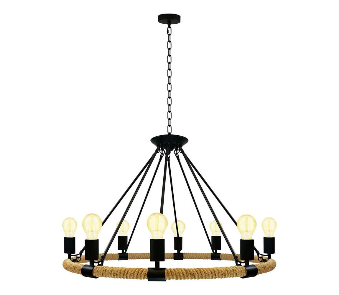Lustr na řetězu ROPE ARTHUR 8xE27/20W/230V