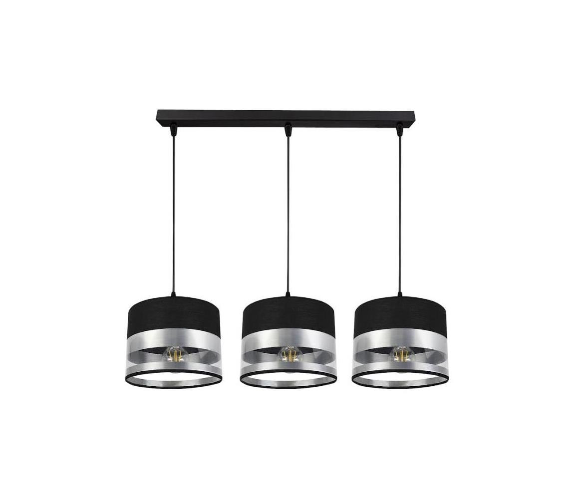 Lustr na lanku MILO 3xE27/60W/230V stříbrná/černá