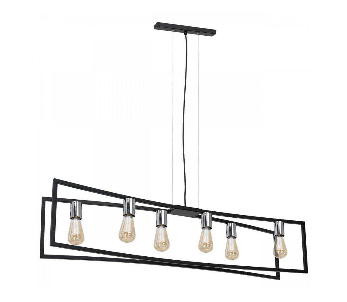 Lustr na lanku TUNJA 6xE27/60W/230V černá/chrom