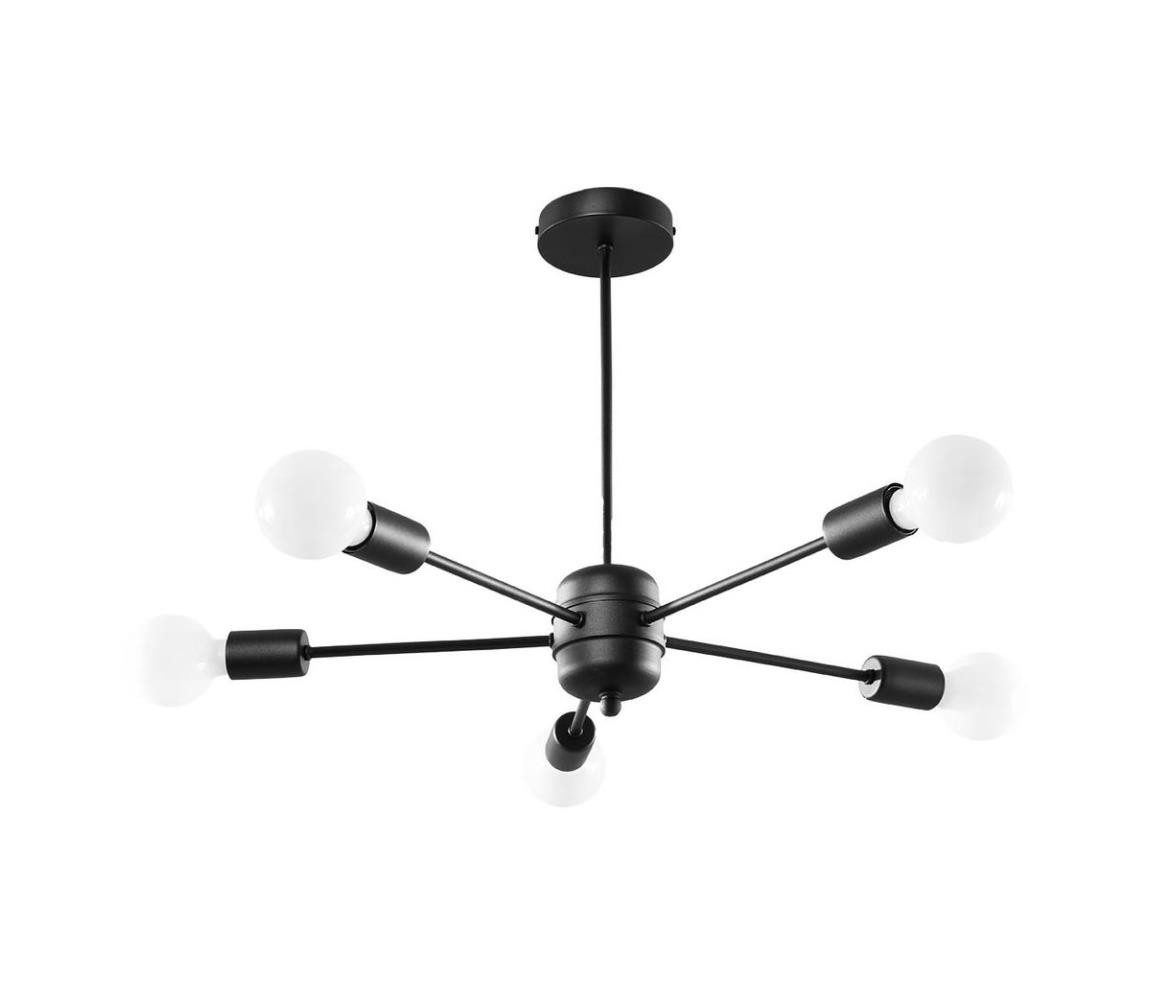 SL.1022 - Lustr na tyči LANGO 5xE27/60W/230V černá
