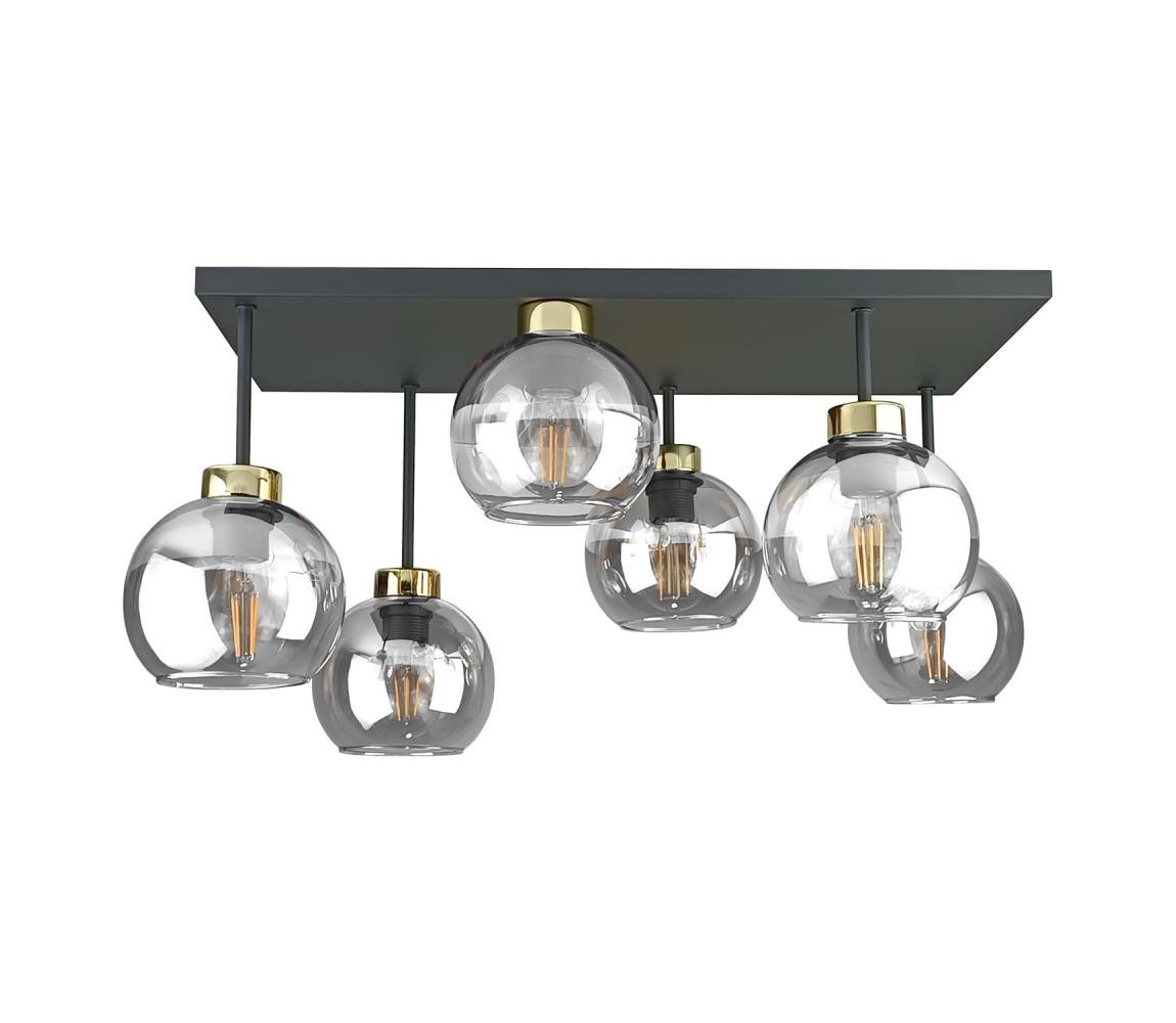 Keter Lighting Přisazený lustr NESSA 6xE27/60W/230V černá/zlatá/čirá