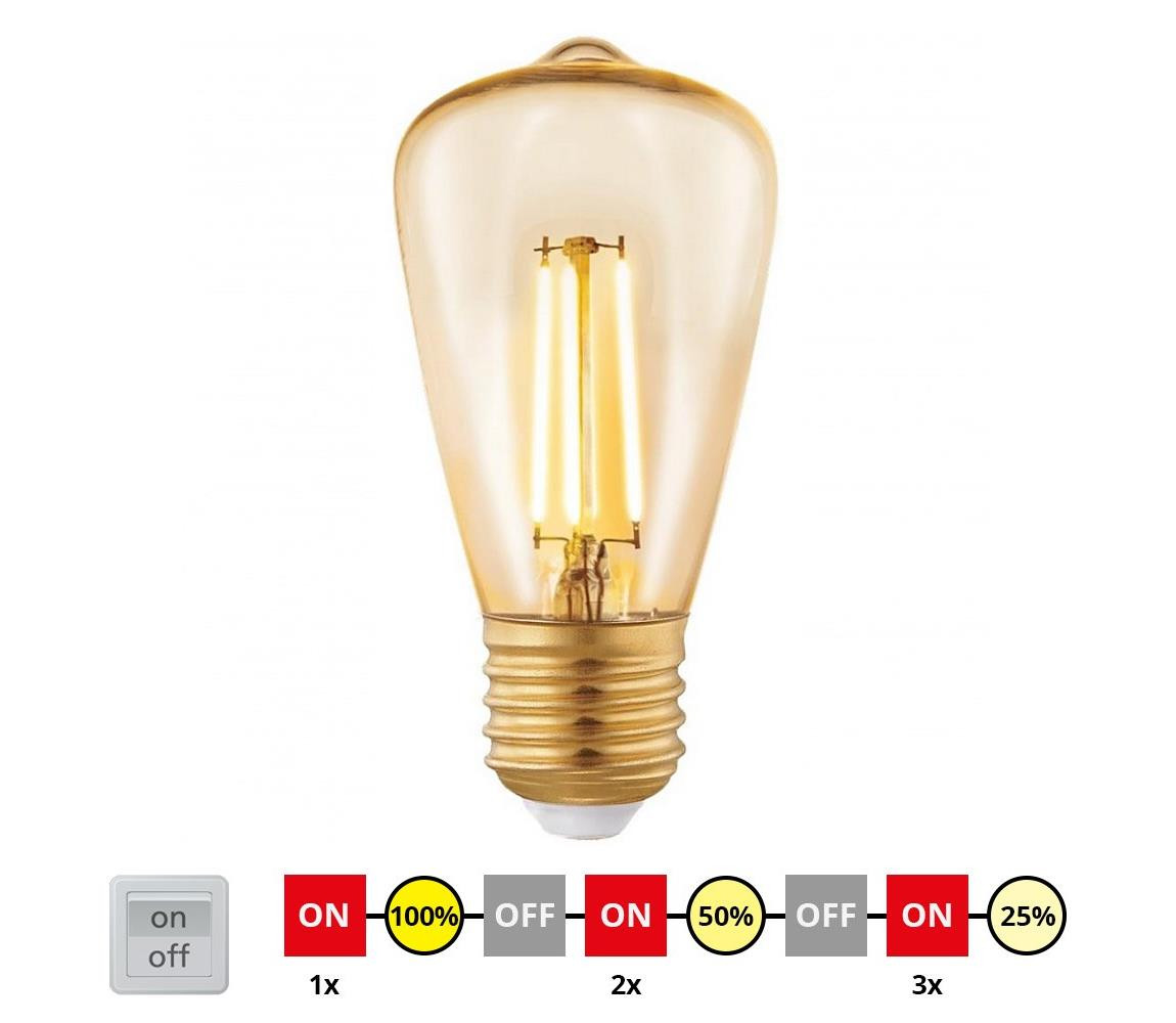 Eglo LED Stmívatelná žárovka VINTAGE ST48 E27/3W/230V 2200K - Eglo 12521