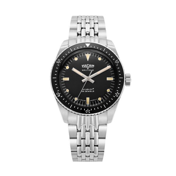 Vulcain Skindiver Nautique Black with Khaki Brown Lum - Beads of Rice