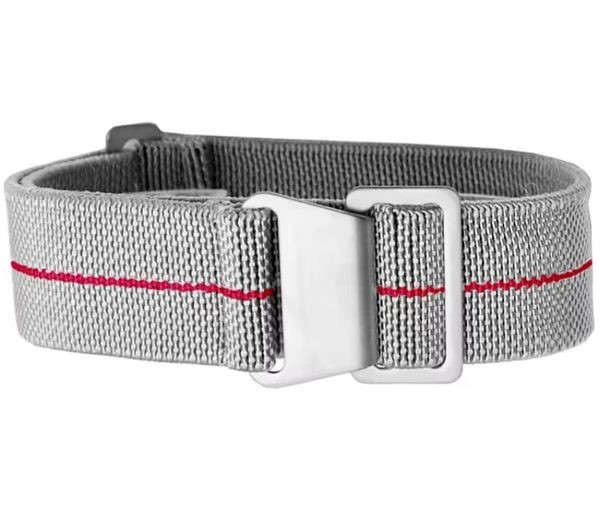 Elastický nylonový řemínek, šedý-červená (motiv 60) - 20 mm
