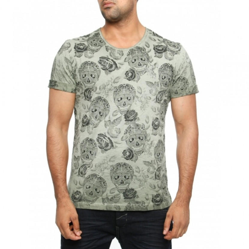 Tričko EKSI Skullhead - olivové, M