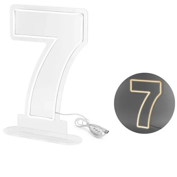 Neonové LED číslo '7', bílé, 50 cm