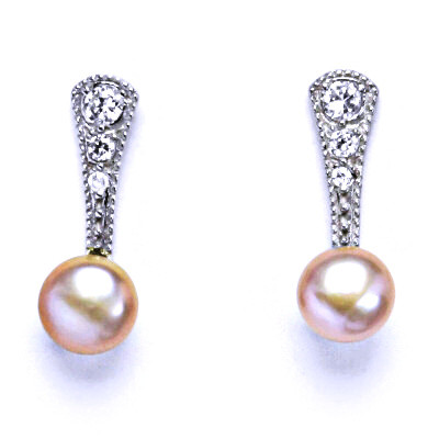 Náušnice stříbrné s přírodní růžovou perlou NŠ 1241 pp