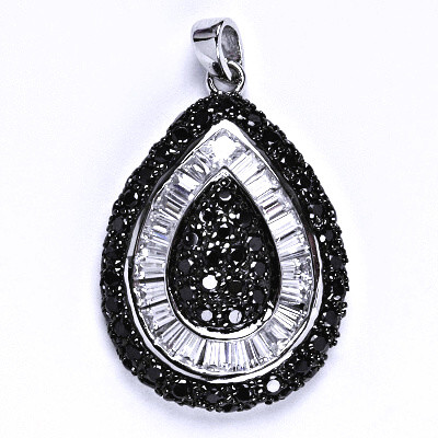 Stříbrný přívěsek s černými a čirými zirkony, přívěsek ze stříbra, 7,62 g