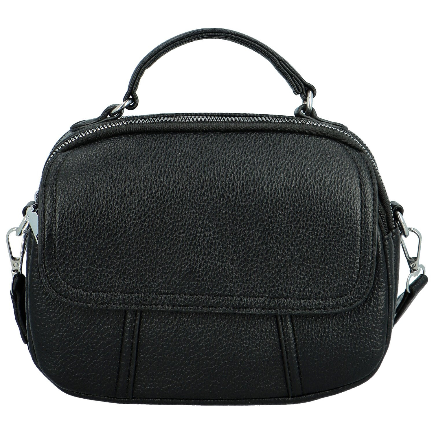 Trendy dámská koženková crossbody kabelka Badamia, černá