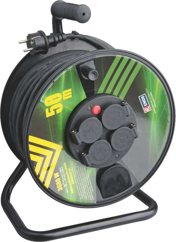 EMOS prodlužovací kabel na bubnu 4zásuvka 50m 3x1.5  GUMA na bubnu P084501 /KF-FBG-23PJ/