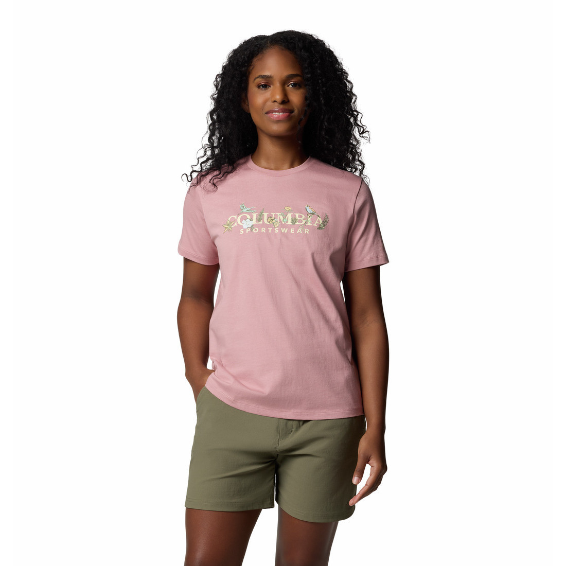 Dámské triko Columbia Boundless Beauty™ Logo Short sleeve Tee Velikost: M / Barva: růžová/žlutá