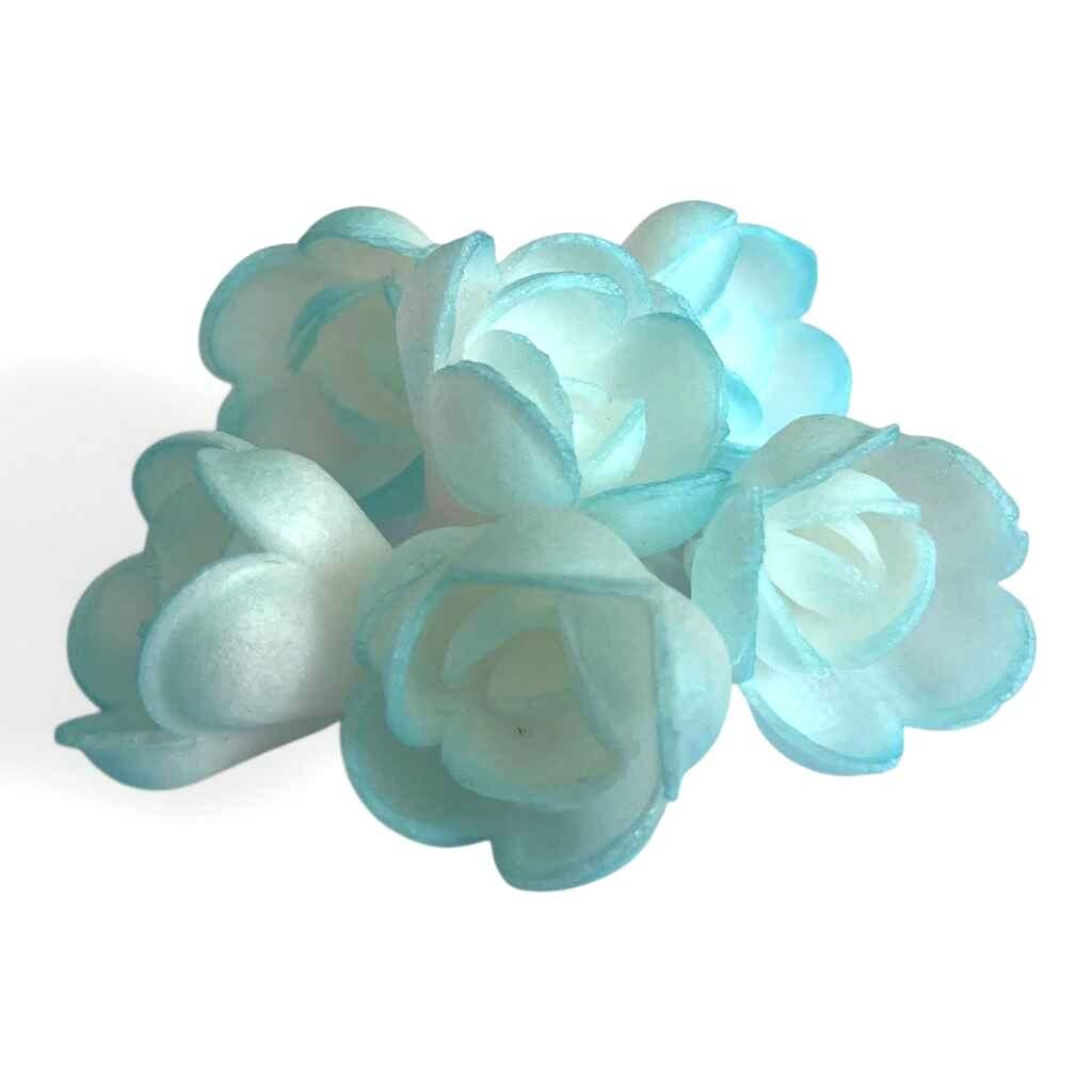 Jedlý papír 3D Anglická růže modrá 6ks