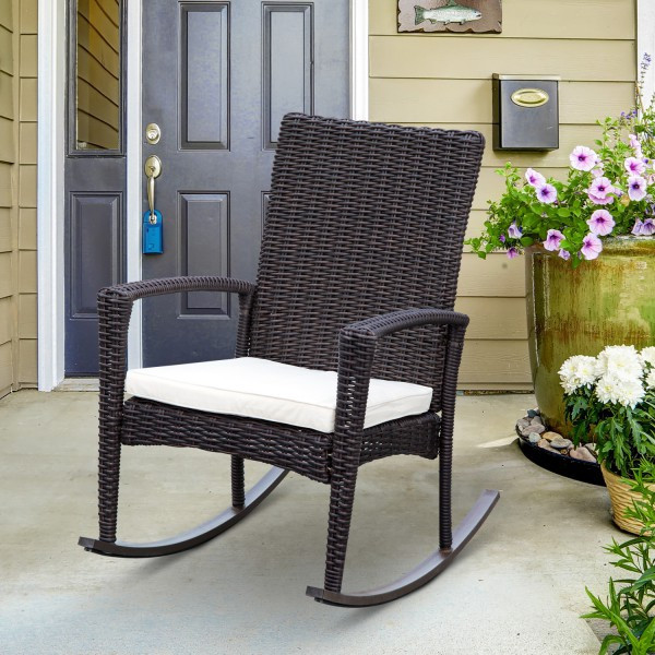 Polyratanové houpací křeslo hnědé Goleto Bruno B650