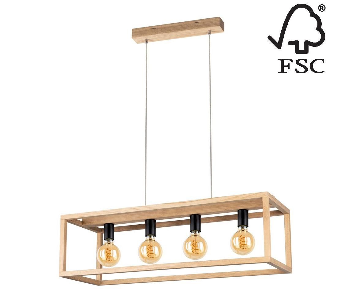 61590474 - Lustr na lanku KAGO 4xE27/60W/230V matný dub