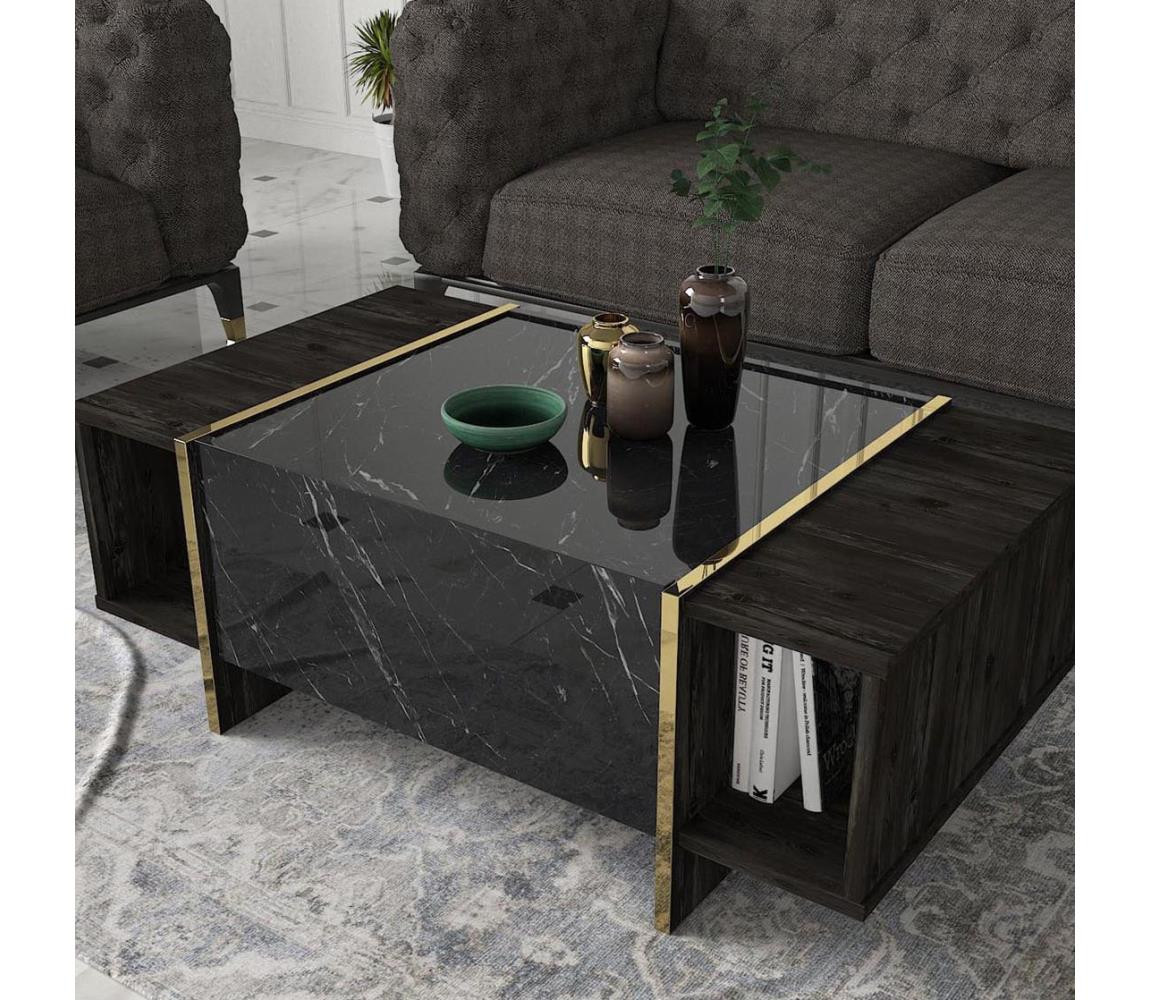 Konferenční stolek VEYRON 37,3x103,8 cm černá/zlatá