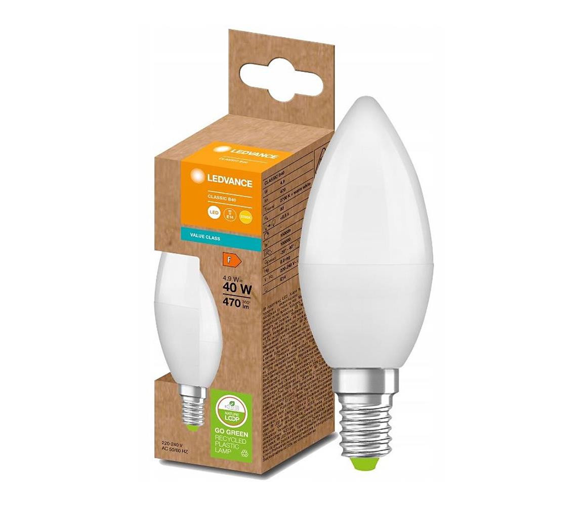 Ledvance LED Žárovka z recyklovaného plastu B40 E14/4,9W/230V 2700K - Ledvance