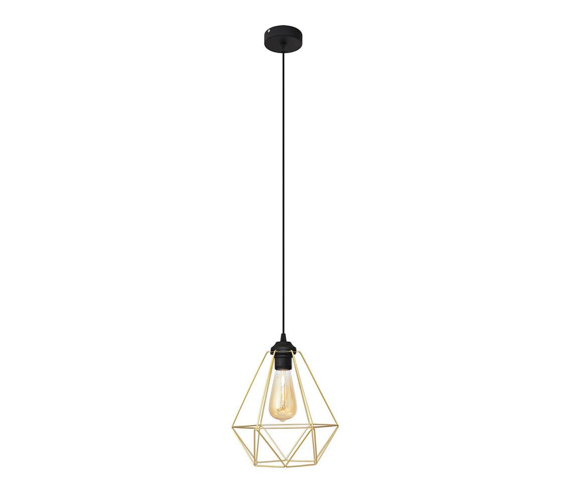 Lustr na lanku KARO 1xE27/15W/230V zlatá/černá
