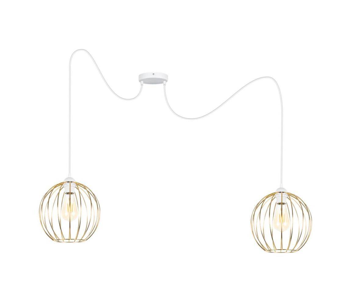 Lustr na lanku MATT 2xE27/60W/230V pavouk bílá/zlatá