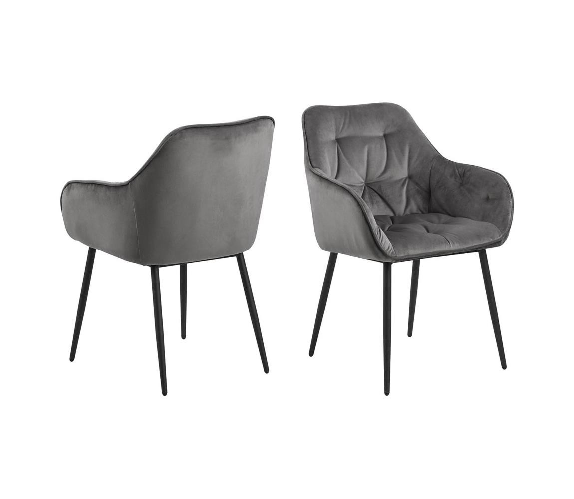 Actona Jídelní židle s područkami AYLIN 2 ks tmavě šedá
