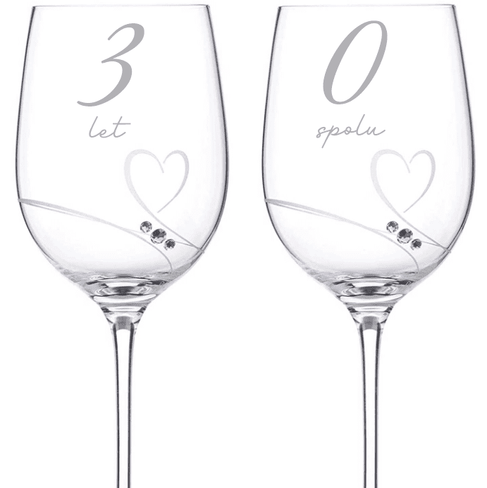 Dekorant Sklenice na bílé víno k výročí Romance s kamínky Swarovski 330ml 2KS SPOLU