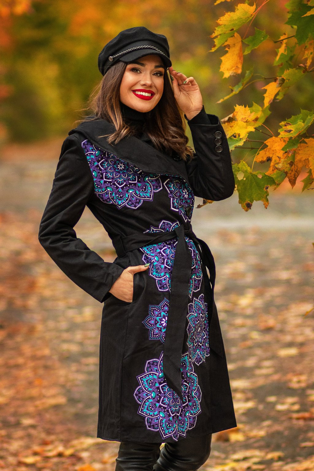 Himalife Podzimní/zimní kabát Himalaya - tyrkysová s fialovou Velikost: XXL