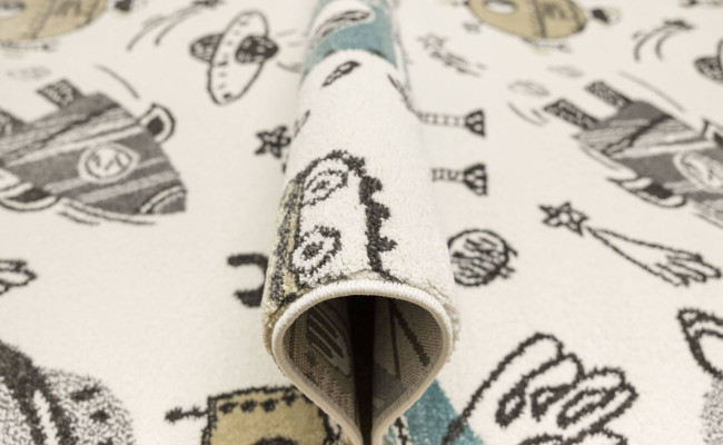 Metrážový koberec Lima G931A roboty, krémový / pastelově tyrkysový