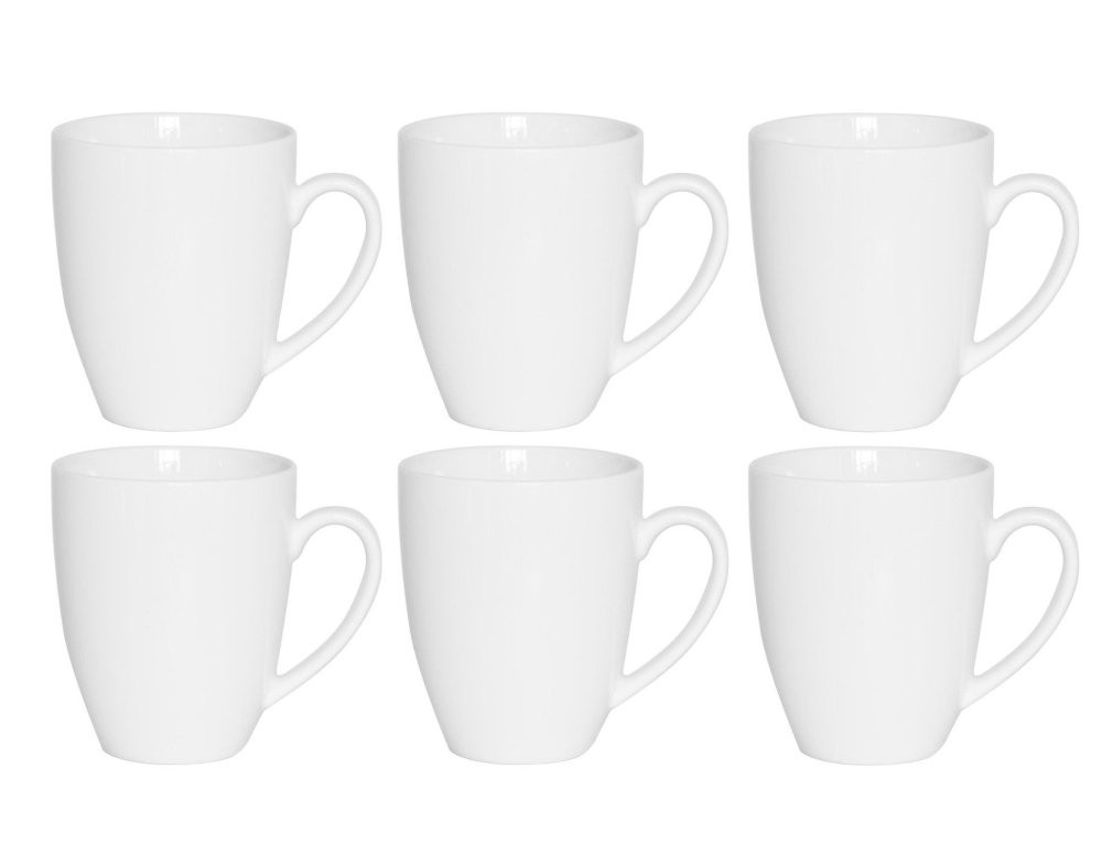 HIT Hrnek na kávu a čaj sada 6 ks porcelán 375 ml bílá HT-27020692