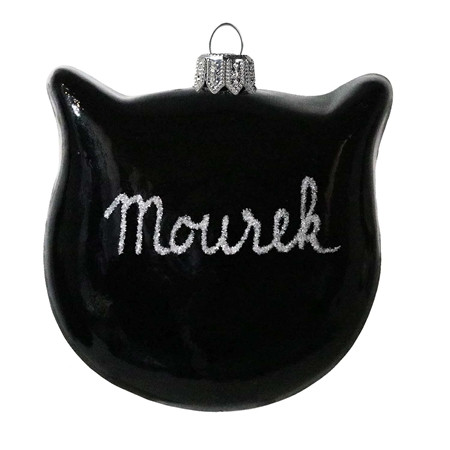 Skleněný medailon kočka černý se jménem