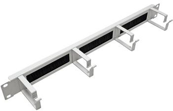 Roline 19'' vyvazovací panel 1U, jednostranný, průchozí s kartáčem, 4x plastový třmen ''G'' 44x60, šedý