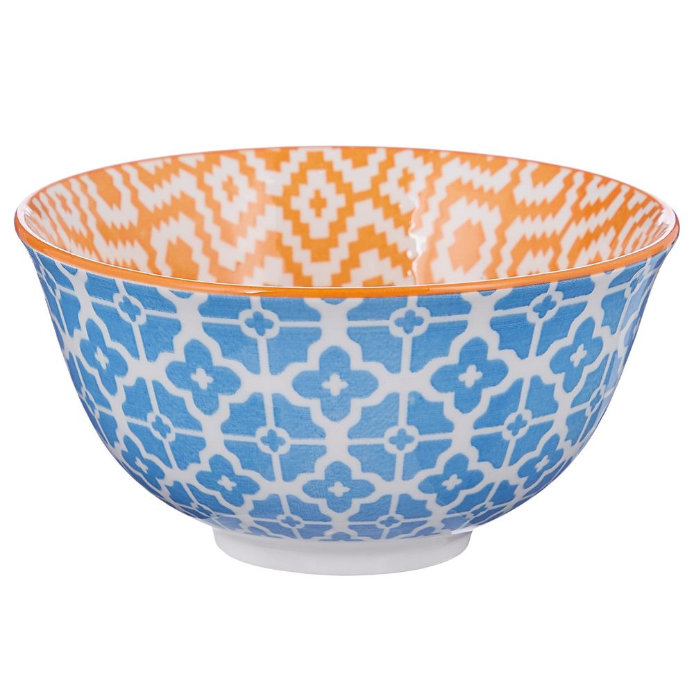 ORNAMENTS Miska 240 ml - modrá/oranžová