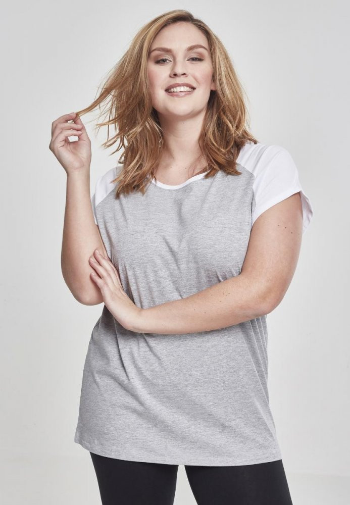 Ladies Contrast Raglan Tee - grey/white 3XL