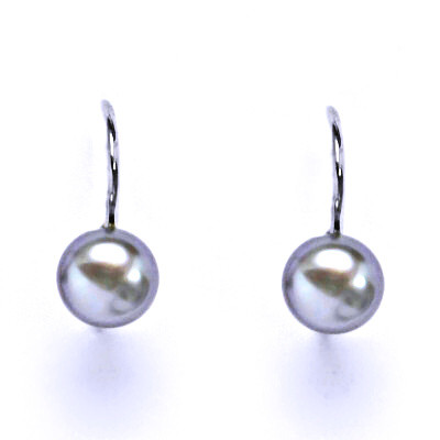 Náušnice stříbrné s přírodní šedou perlou 6 mm , NK 1183 pp