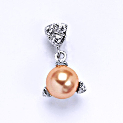 Stříbrný přívěšek s umělou lososovou perlou 8 mm,přívěšek ze stříbra P 1220/21
