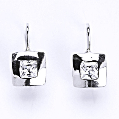 Náušnice stříbrné na patent s čirým zirkonem NK 1117