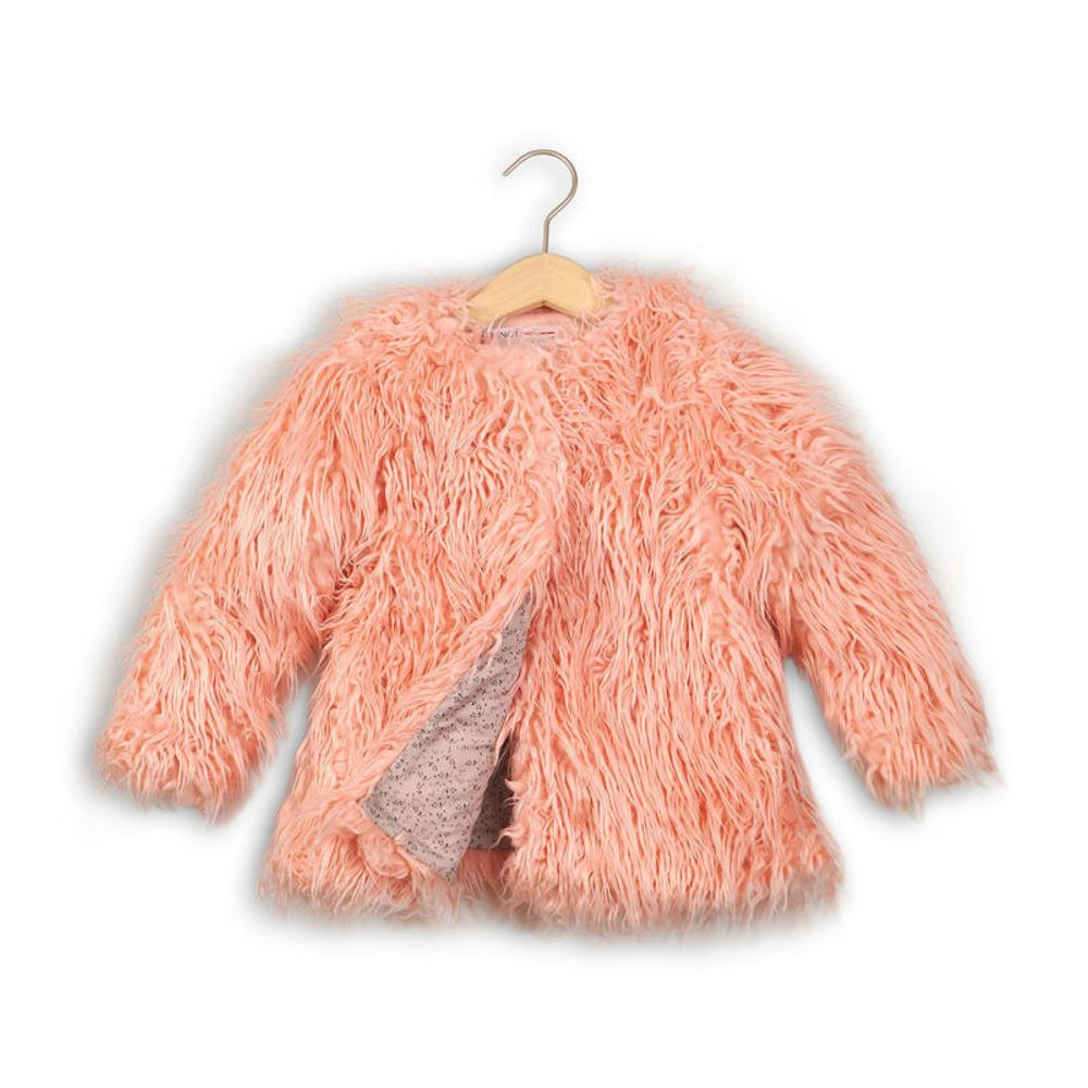 Kabát dívčí chlupatý, Minoti, ROSEWOOD 7, růžová - 134/140 | 9/10let