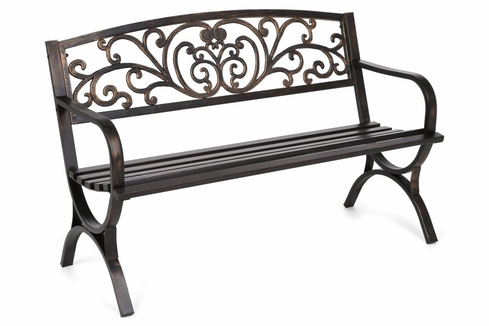 Zahradní lavička s patinou ocel litina