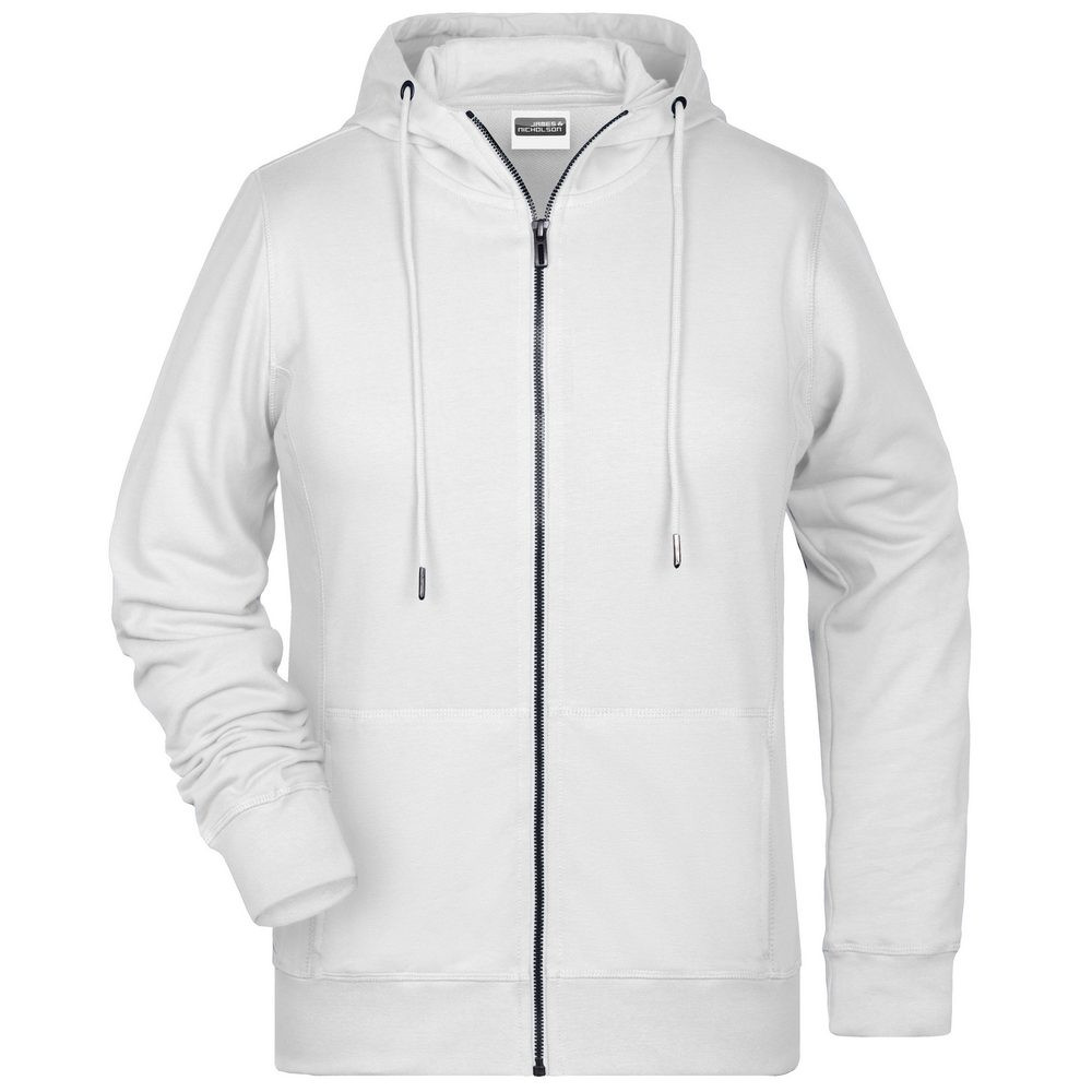 James & Nicholson (Daiber) Dámská mikina na zip z biobavlny 8025 - Bílá | L