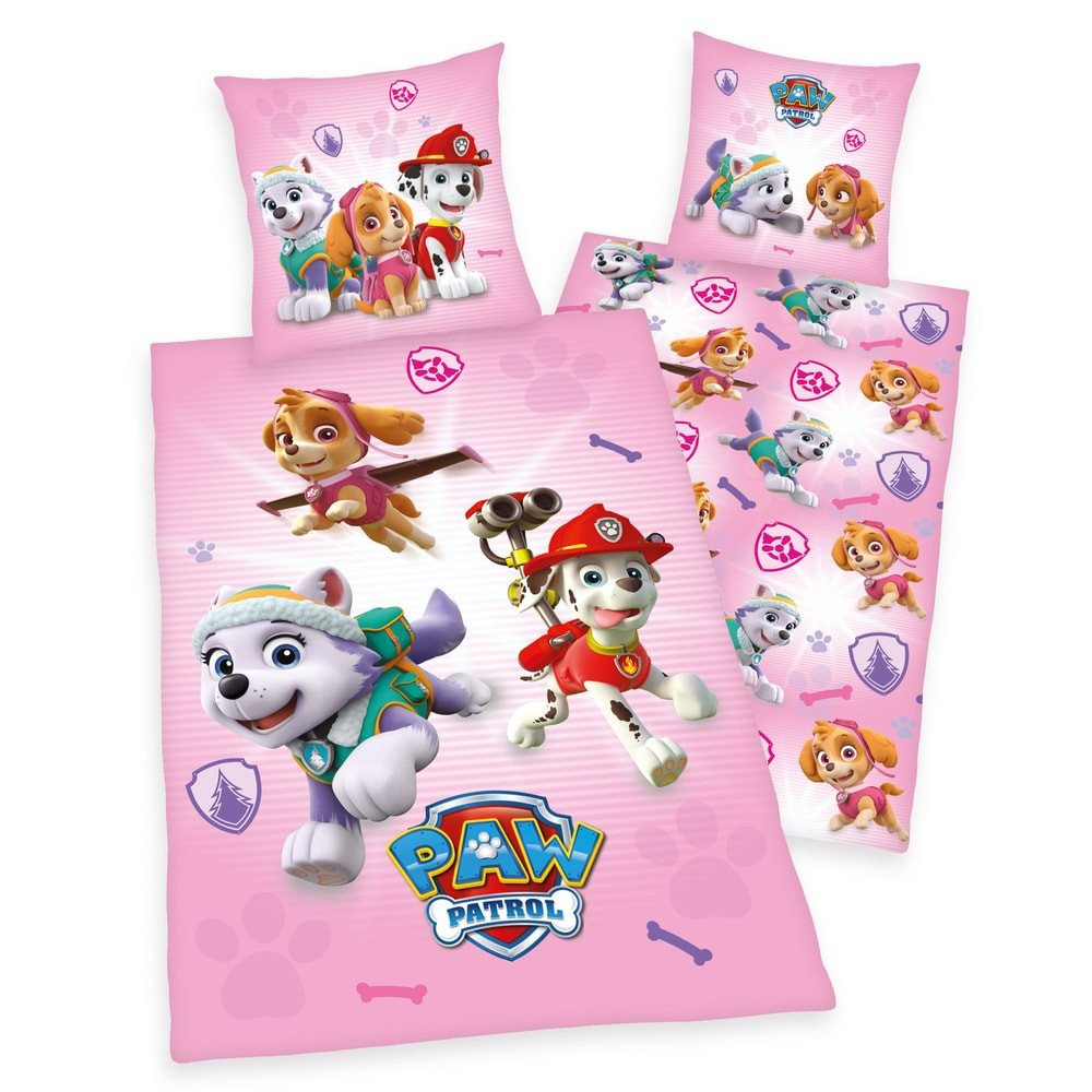 Herding Povlečení Tlapková patrola 140x200/70x90cm růžová