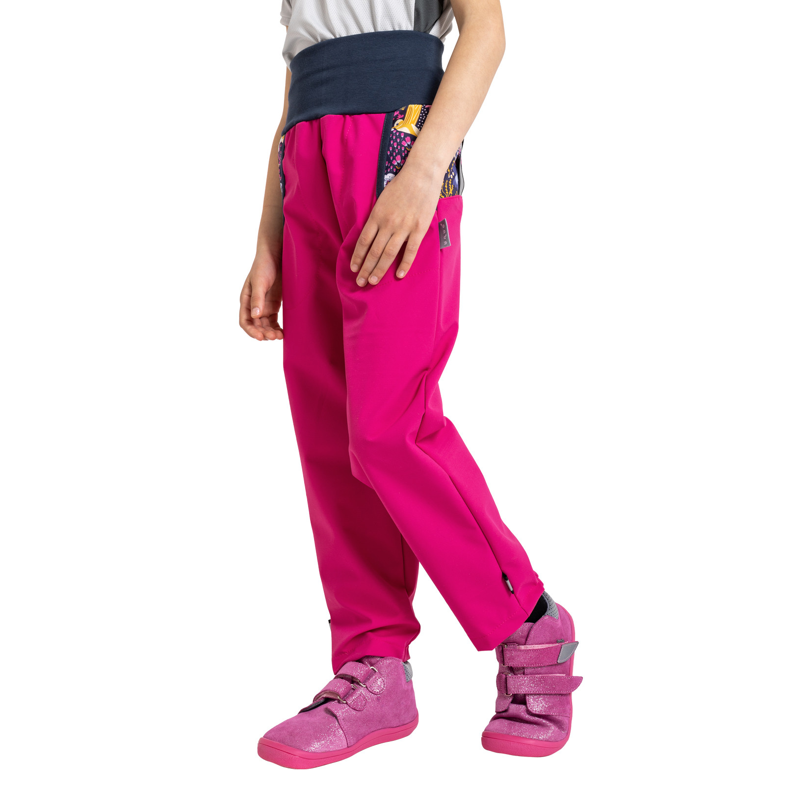 Unuo Unuo, Dětské softshellové kalhoty s fleecem Basic, Fuchsiová, Kolibřík Velikost: 98/104 8596227098064