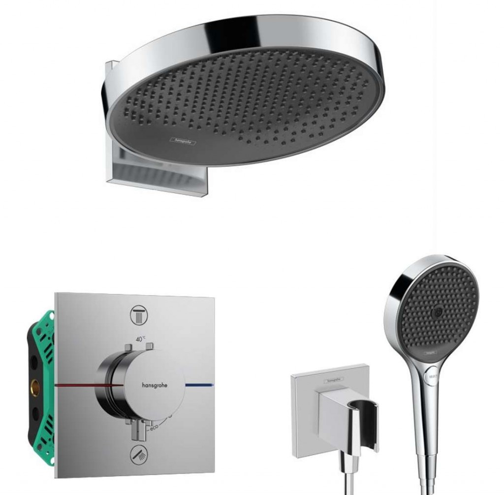 HANSGROHE Sprchový set s termostatem pod omítku, s tělesem, průměr 36 cm, 3 proudy, chrom SANI21HHH011