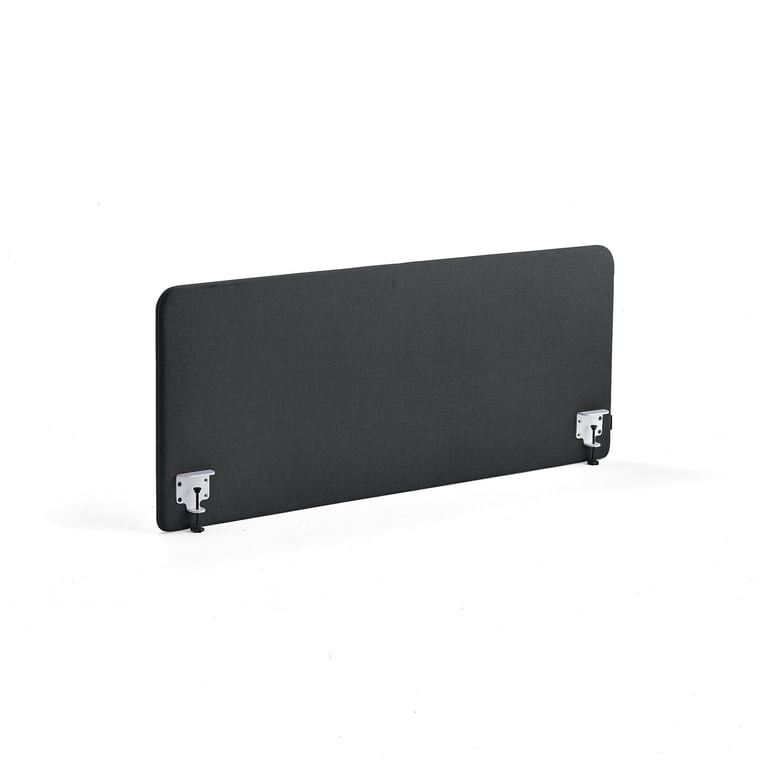 Stolový paraván ZONE, bílé svorky, 1600X650x36 mm, potah Hush, tmavě šedá