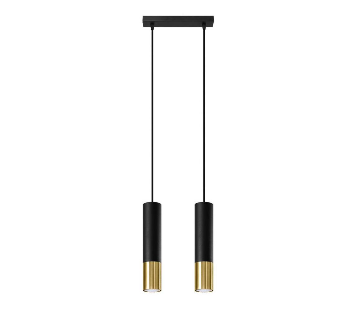 SL.0953 - Lustr na lanku LOOPEZ 2xGU10/10W/230V černá/zlatá