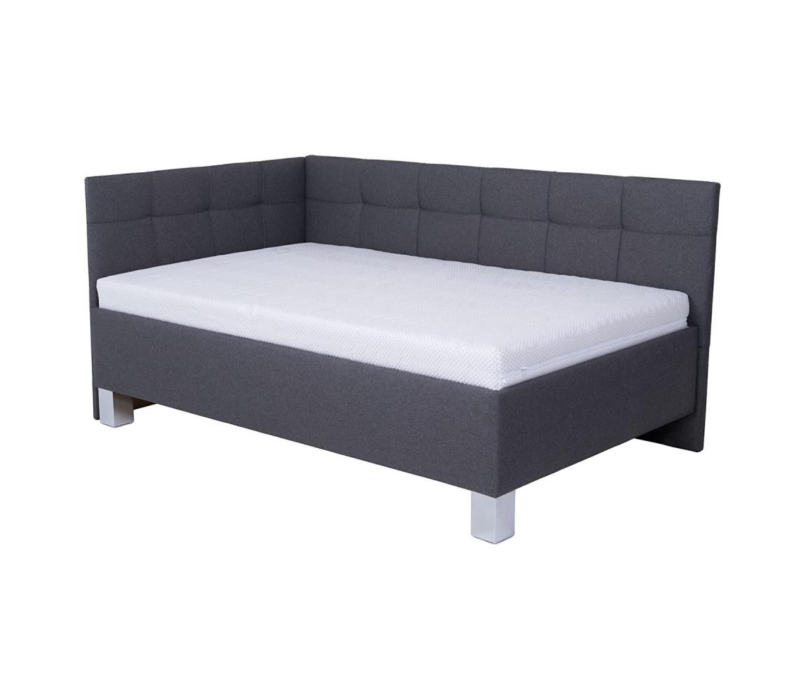 POHODA Čalouněná postel s úložným prostorem bez matrace MARIA PETITE 120x200 cm šedá
