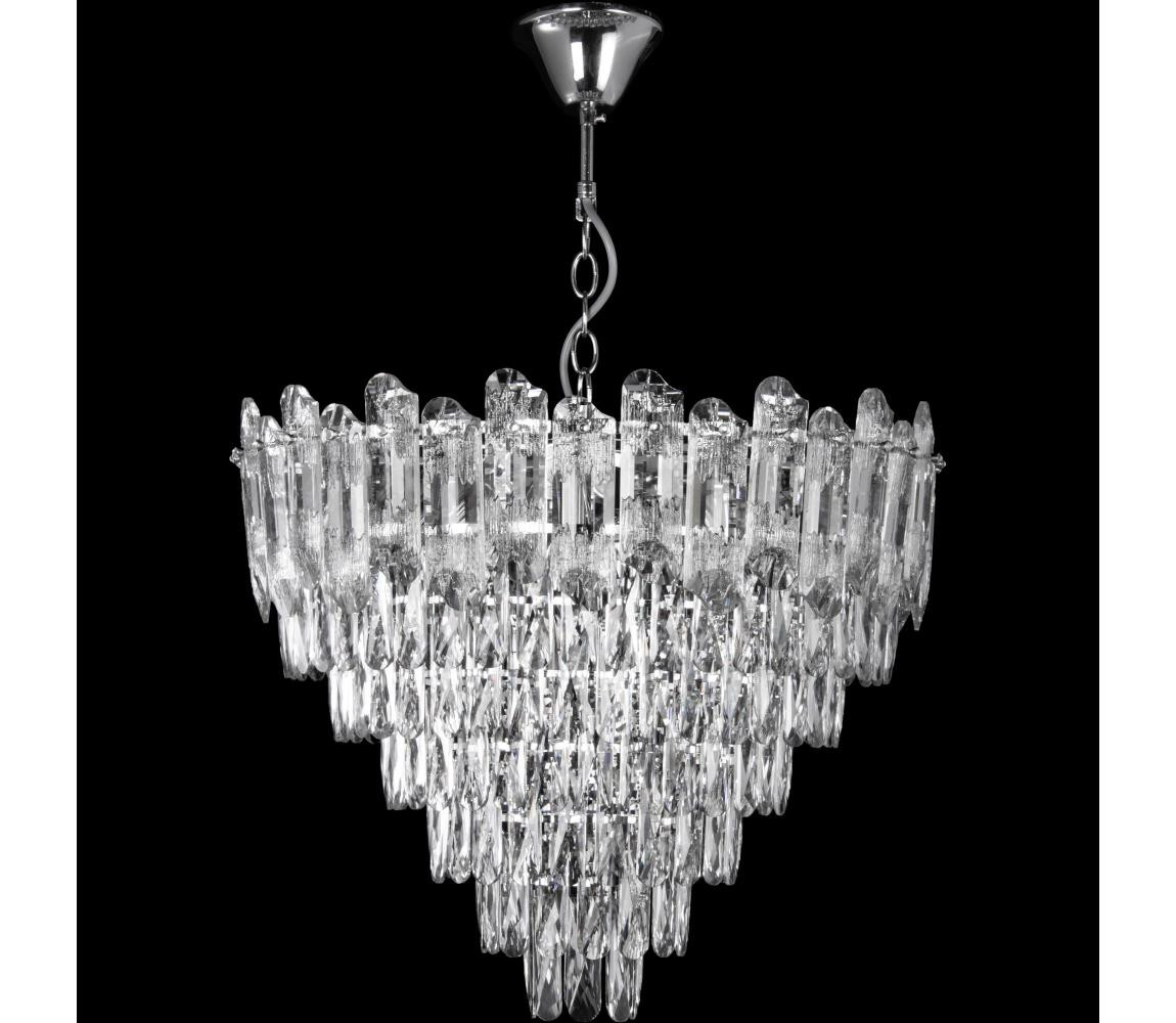 LED Lustr na řetězu 11xE27/60W/230V + 7xLED/6W pr. 60 cm lesklý chrom