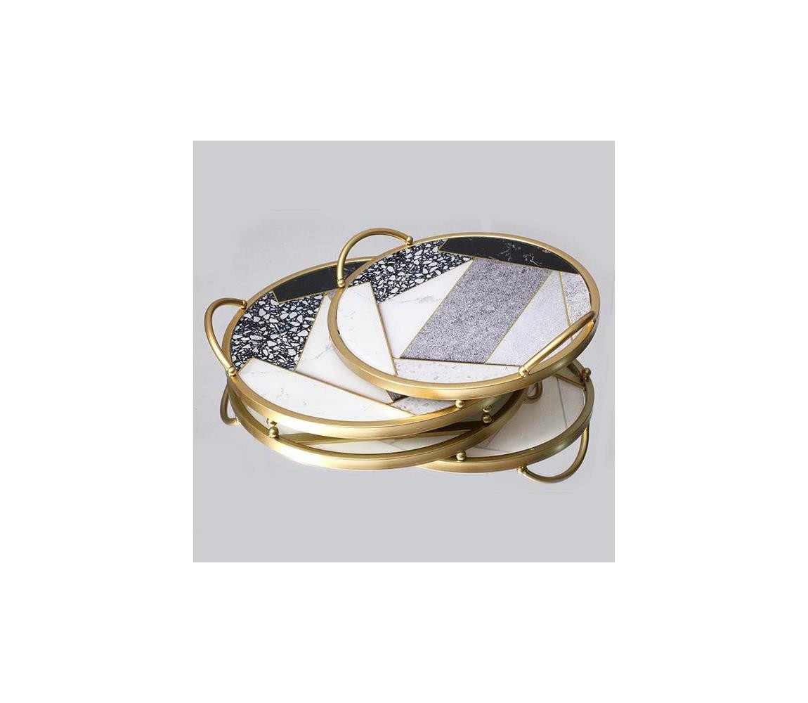 Eurolamp SADA 2x Dekorační podnos pr. 35/30 cm zlatá