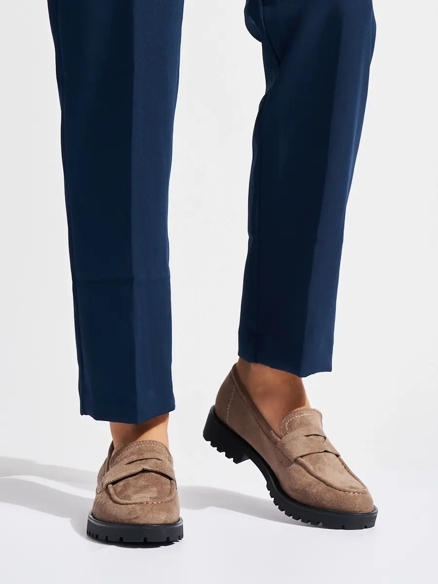 Stylové mokasíny béžové dámské na platformě