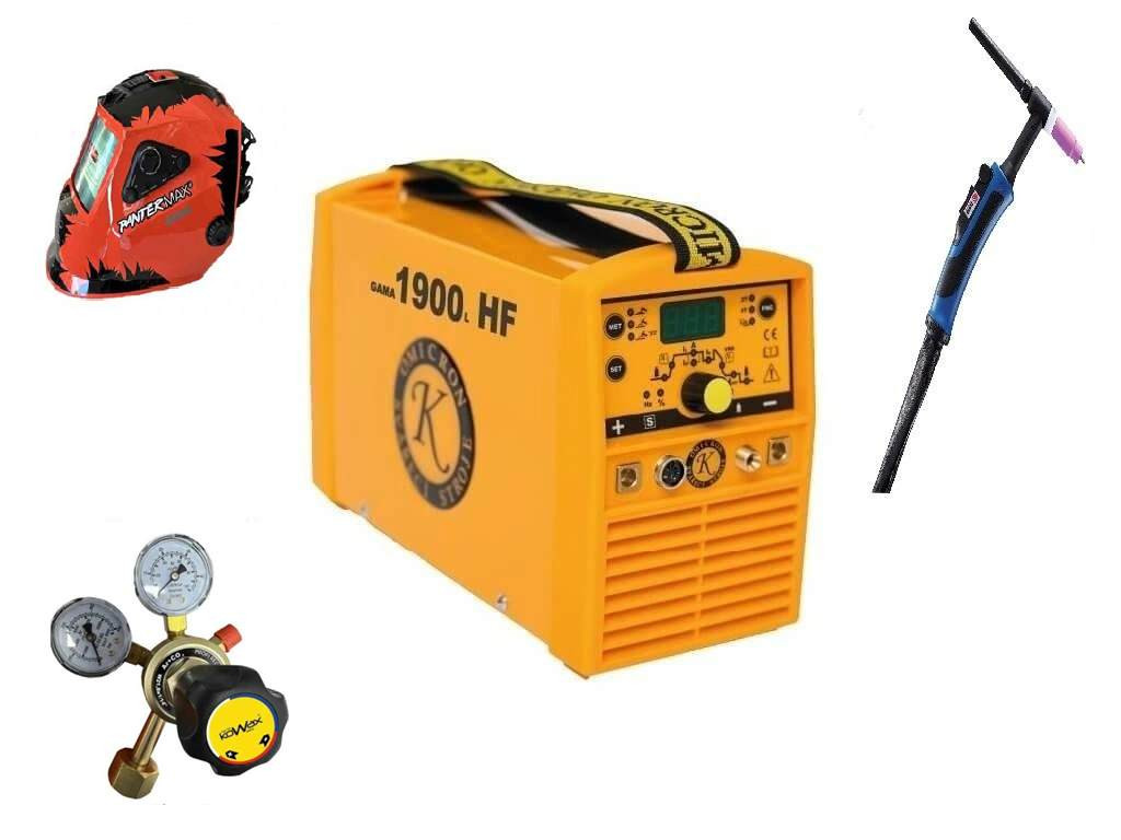 Gama 1900L HF Puls Varianta: SET 3: svářečka s výbavou v popisu stroje + kukla profi + RV Argon + hořák TIG 4 metry 2610