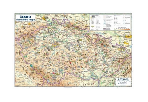 Česká republika - nástěnná vlastivědná mapa 136 x 87 cm